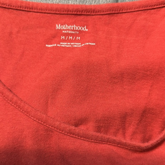 Motherhood maternity medium short sleeved shirt orange cinched sides stretchy - Picture 4 of 4